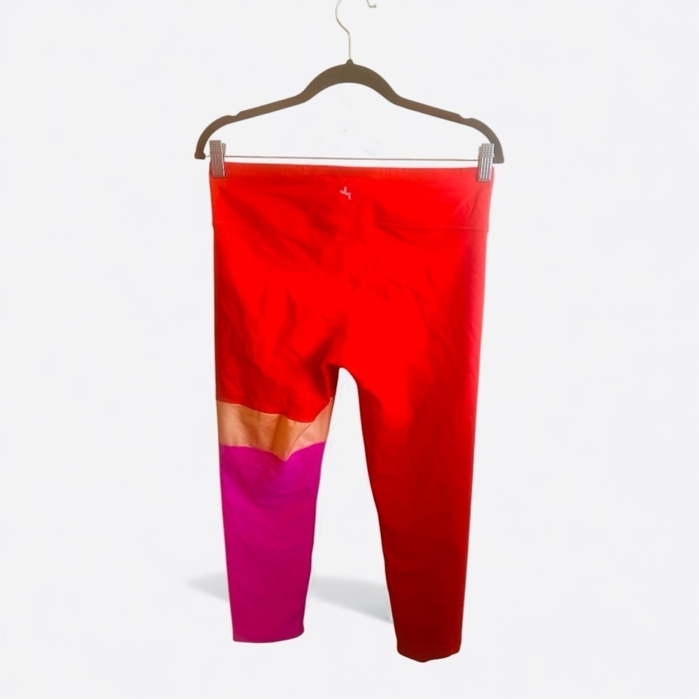 JoyLab Colorblock Leggings Size Large Red Orange Pink Flat Waistband Stretch - Picture 6 of 12